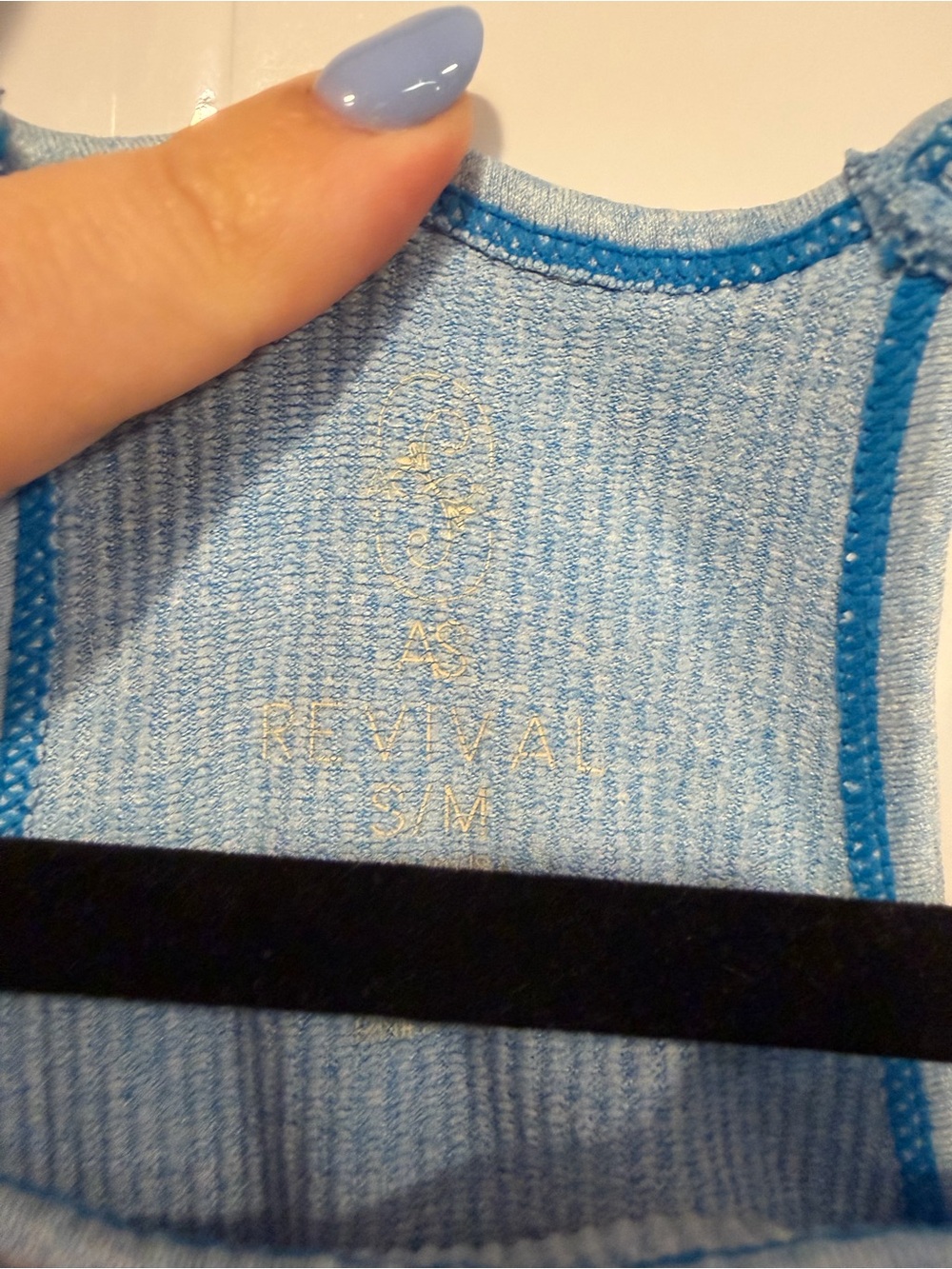 Light Blue AS Revival Ribbed‎ Racerback Crop Tank - Picture 2 of 3
